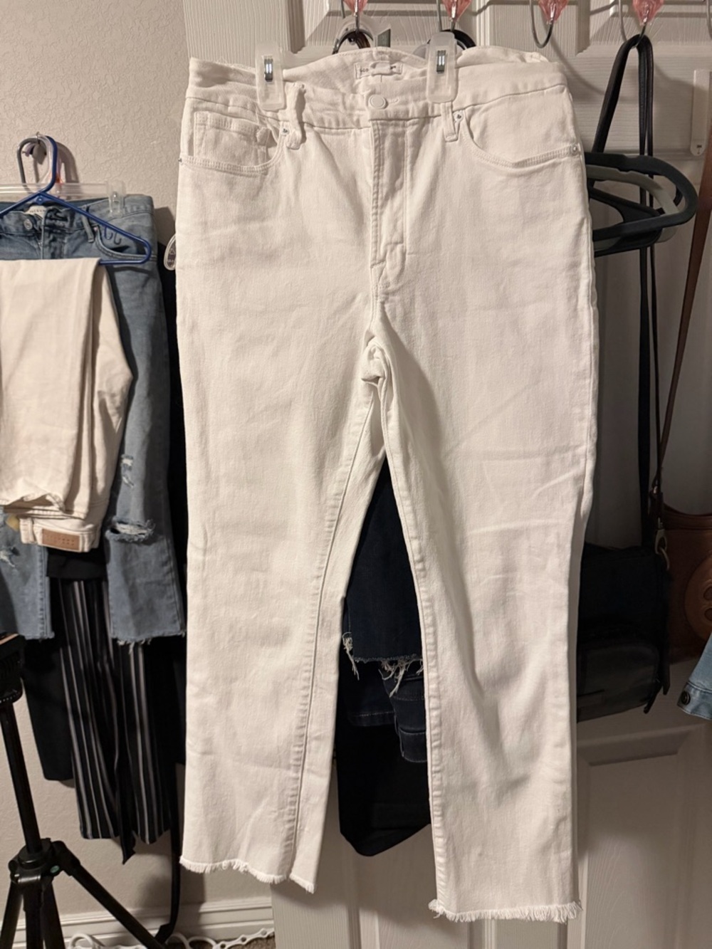 Good American White High-Rise Straight Leg Jeans